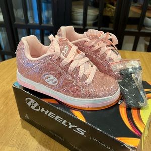 Heelys girls pink disco glitter New